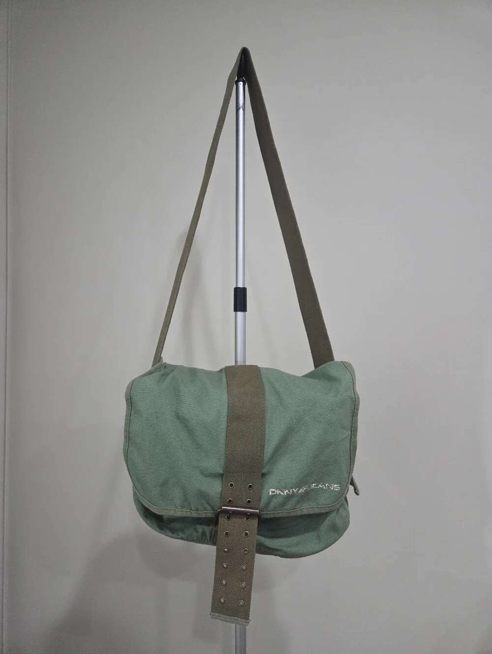 Dkny Olive Green Canvas Messenger Bag